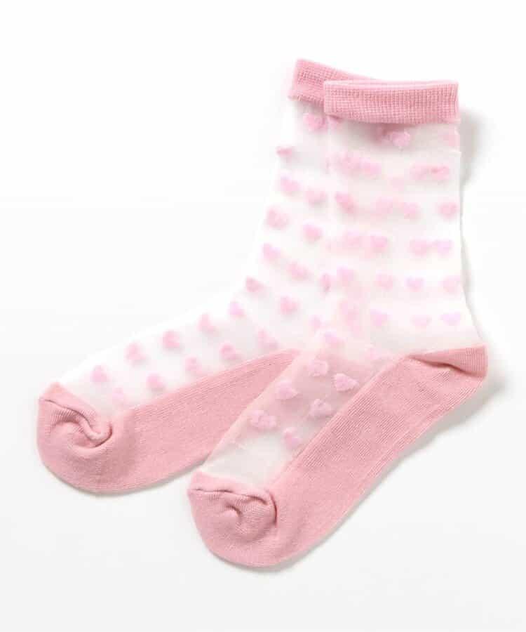 3P對象 心形花紋透明長襪