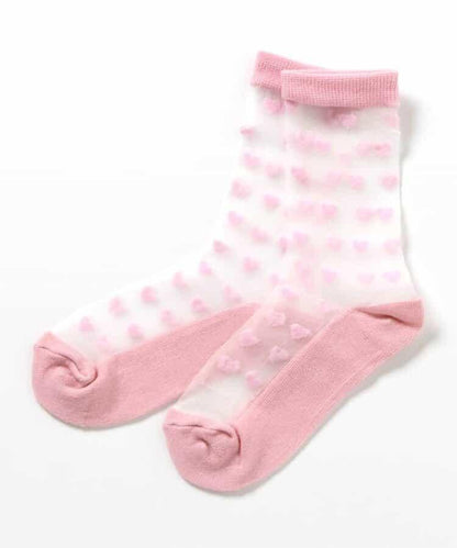 3P對象 心形花紋透明長襪