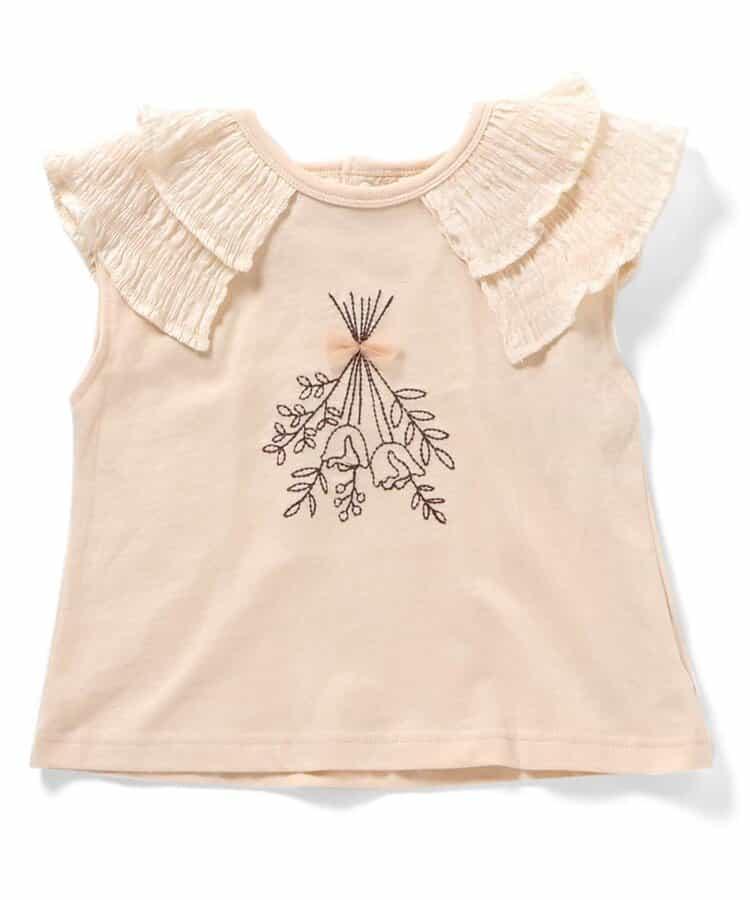 荷葉領 圖案刺繡T恤