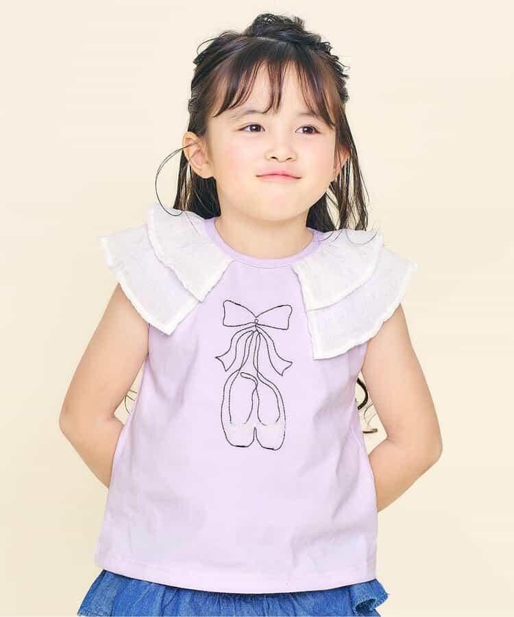 荷葉領 圖案刺繡T恤