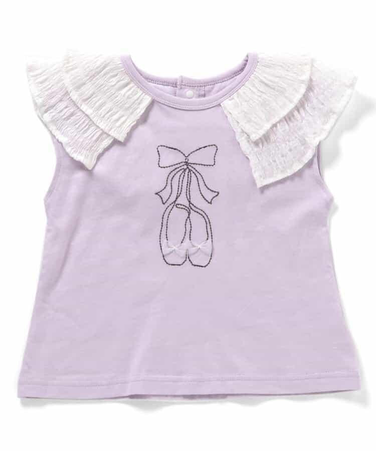 荷葉領 圖案刺繡T恤