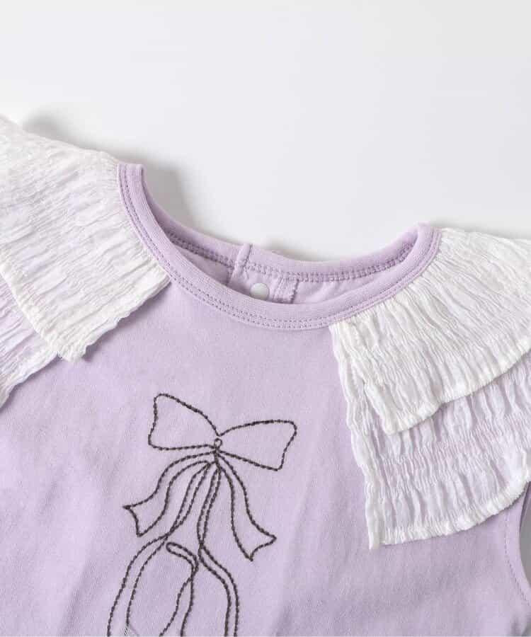 荷葉領 圖案刺繡T恤