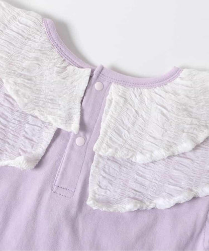 荷葉領 圖案刺繡T恤