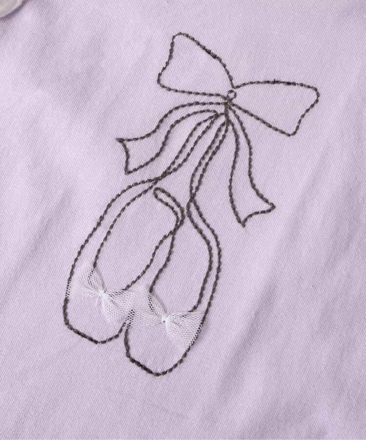 荷葉領 圖案刺繡T恤