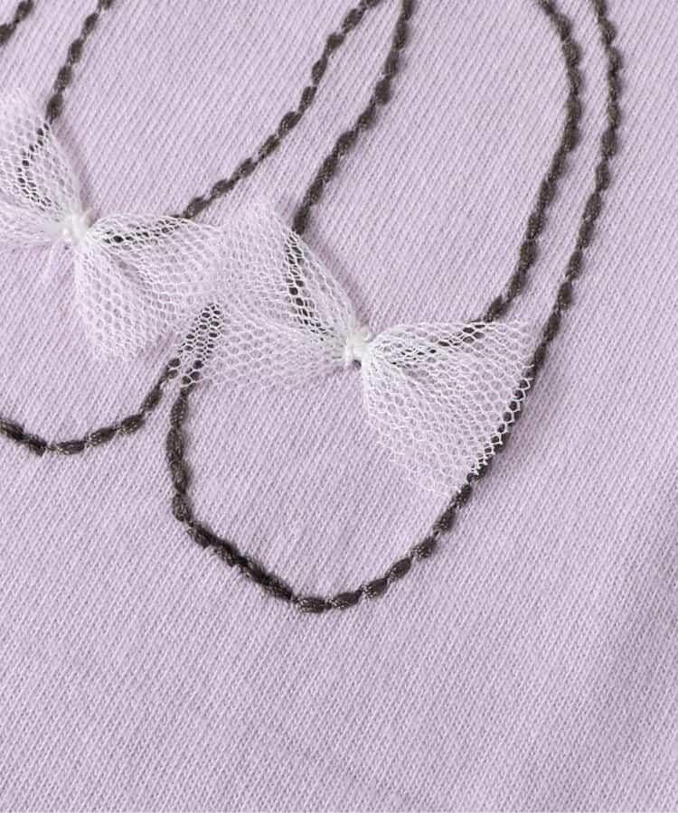 荷葉領 圖案刺繡T恤