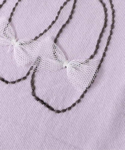 荷葉領 圖案刺繡T恤