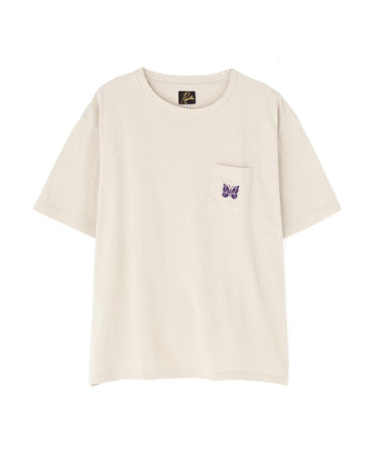 NEEDLES/S/S 蝴蝶刺繡口袋T恤 - 棉質傑西布