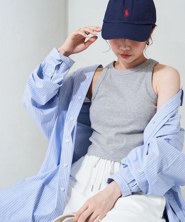 帶杯的無袖棉質肋條背心