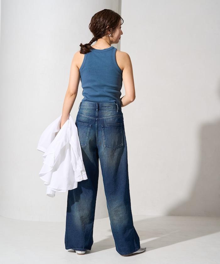 帶杯的無袖棉質肋條背心