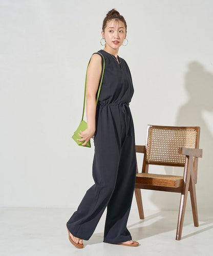 無袖腰帶連體褲
