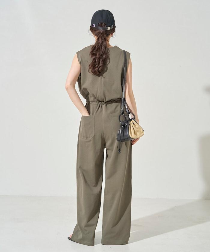 無袖腰帶連體褲