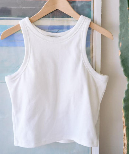 帶杯的無袖棉質肋條背心