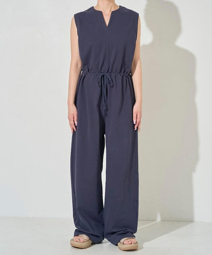 無袖腰帶連體褲