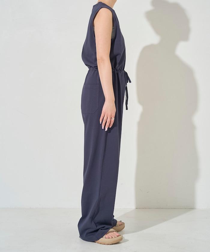 無袖腰帶連體褲