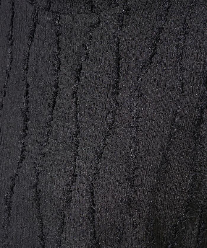 流蘇條紋提花短袖T恤