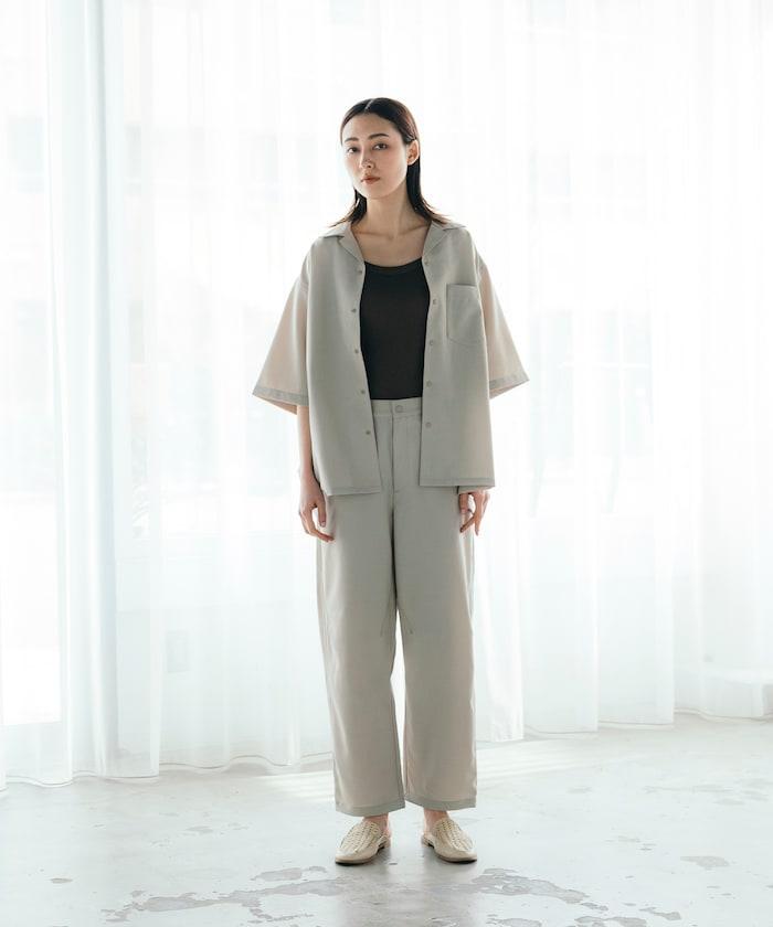 速乾材料 舒適版型 開領襯衫 短袖 亞麻風