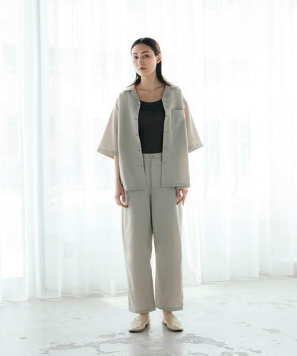 速乾材料 舒適版型 開領襯衫 短袖 亞麻風