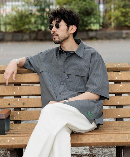 聯名 釣魚口袋 格紋襯衫 短袖