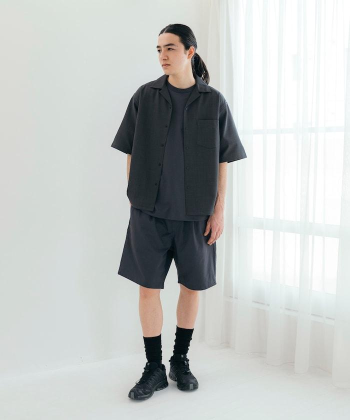 速乾材料 舒適版型 開領襯衫 短袖 亞麻風