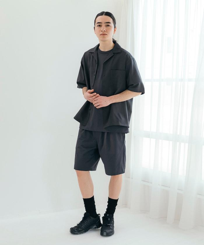 速乾材料 舒適版型 開領襯衫 短袖 亞麻風