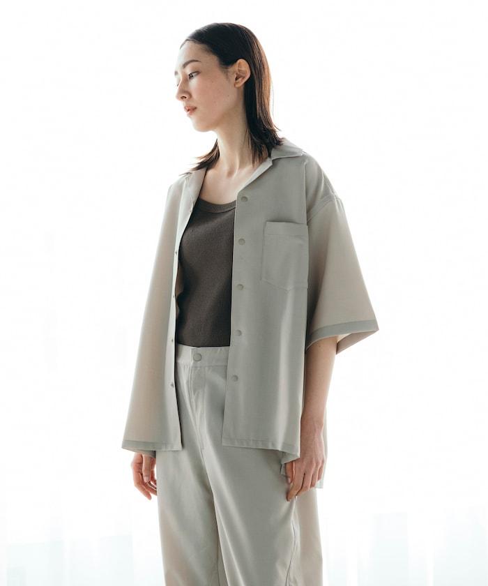 速乾材料 舒適版型 開領襯衫 短袖 亞麻風