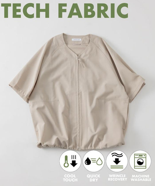 速乾材料 舒適版型 無領 棒球衫 短袖 亞麻風 居家護理