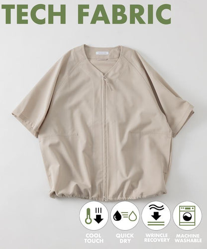 速乾材料 舒適版型 無領 棒球衫 短袖 亞麻風 居家護理
