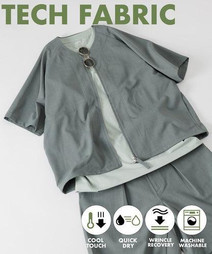 速乾材料 舒適版型 無領 棒球衫 短袖 亞麻風 居家護理