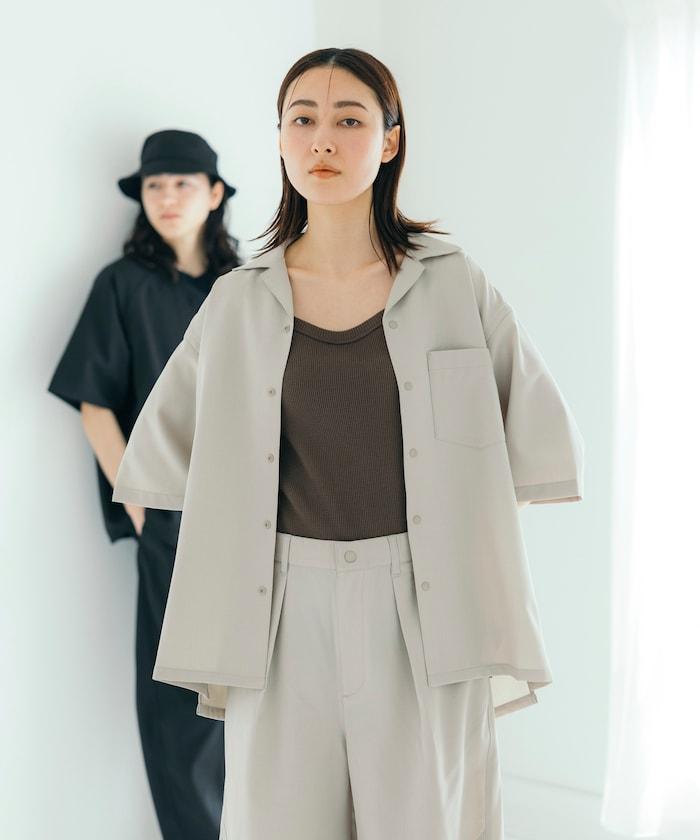 速乾材料 舒適版型 開領襯衫 短袖 亞麻風