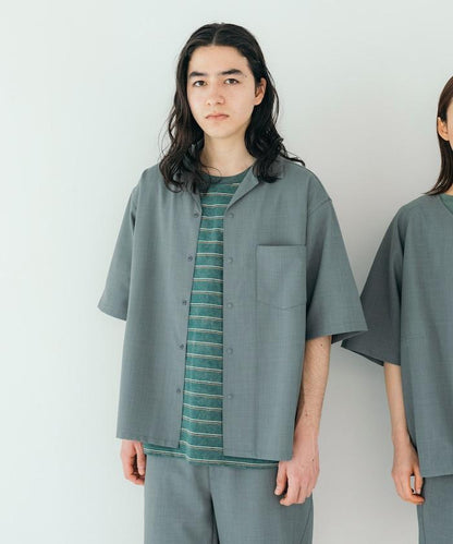 速乾材料 舒適版型 開領襯衫 短袖 亞麻風