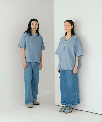 速乾材料 舒適版型 無領 棒球衫 短袖 亞麻風 居家護理