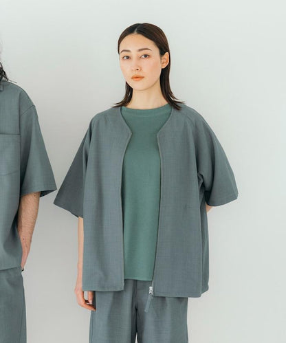 速乾材料 舒適版型 無領 棒球衫 短袖 亞麻風 居家護理