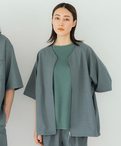 速乾材料 舒適版型 無領 棒球衫 短袖 亞麻風 居家護理