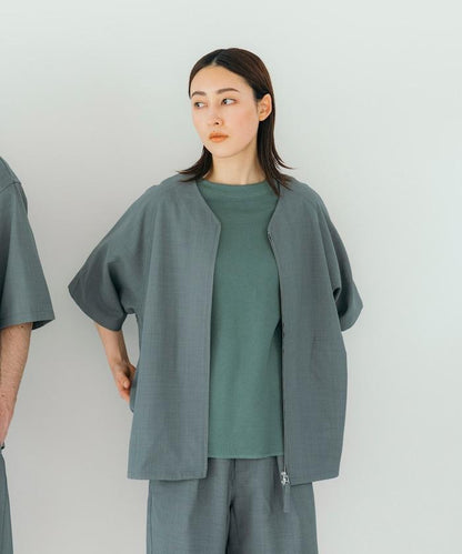 速乾材料 舒適版型 無領 棒球衫 短袖 亞麻風 居家護理