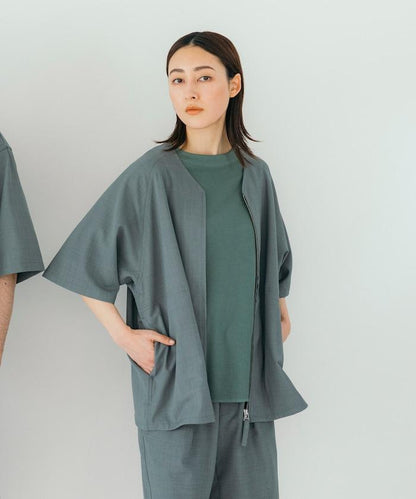 速乾材料 舒適版型 無領 棒球衫 短袖 亞麻風 居家護理