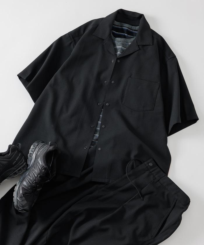 速乾材料 舒適版型 開領襯衫 短袖 亞麻風