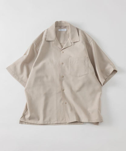 速乾材料 舒適版型 開領襯衫 短袖 亞麻風