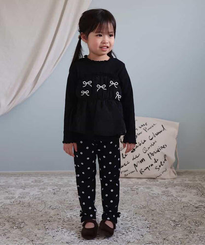 珍珠蝴蝶結拼接上衣