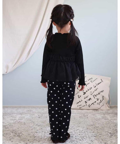 珍珠蝴蝶結拼接上衣