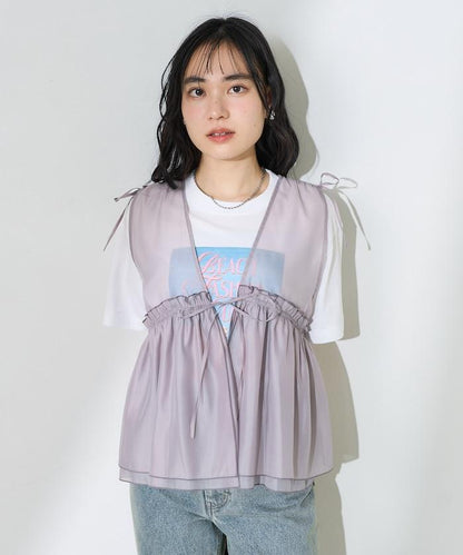 女孩子海灘照片印花T恤