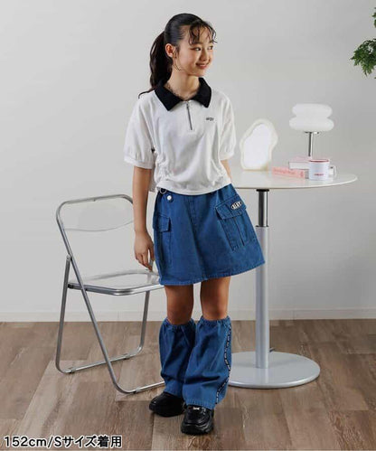 前拉鍊收褶T-shirt