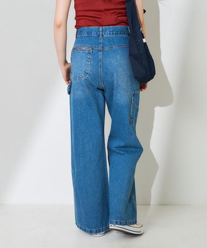 交叉裝飾繪畫寬鬆褲