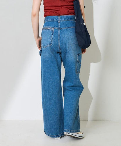 交叉裝飾繪畫寬鬆褲