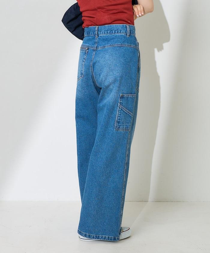 交叉裝飾繪畫寬鬆褲