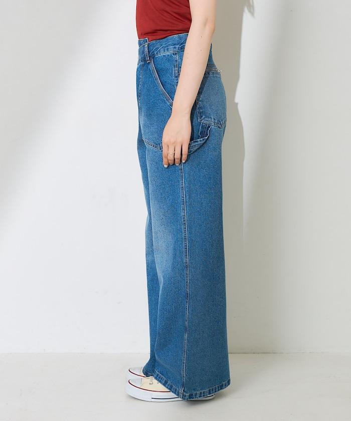 交叉裝飾繪畫寬鬆褲