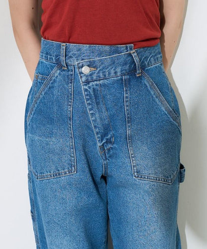 交叉裝飾繪畫寬鬆褲