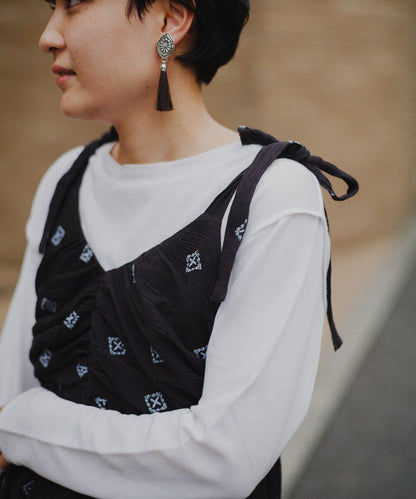 【aguni】刺繡層疊吊帶連衣裙