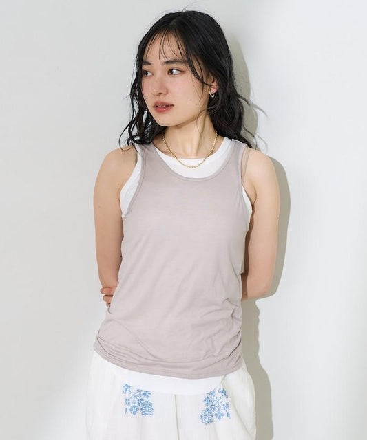 【套裝商品】透視套裝背心/純色背心