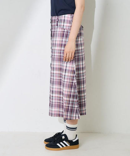 前開襟格子裙