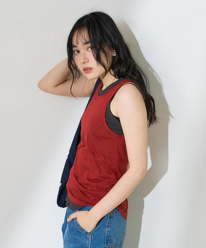 【套裝商品】透視套裝背心/純色背心